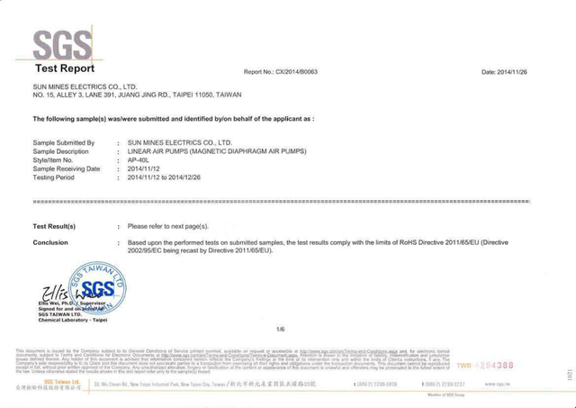 BLOWTAC-SGS_CERTIFICATE-RoHS-LINEAR_AIR_PUMPS-AP-40L